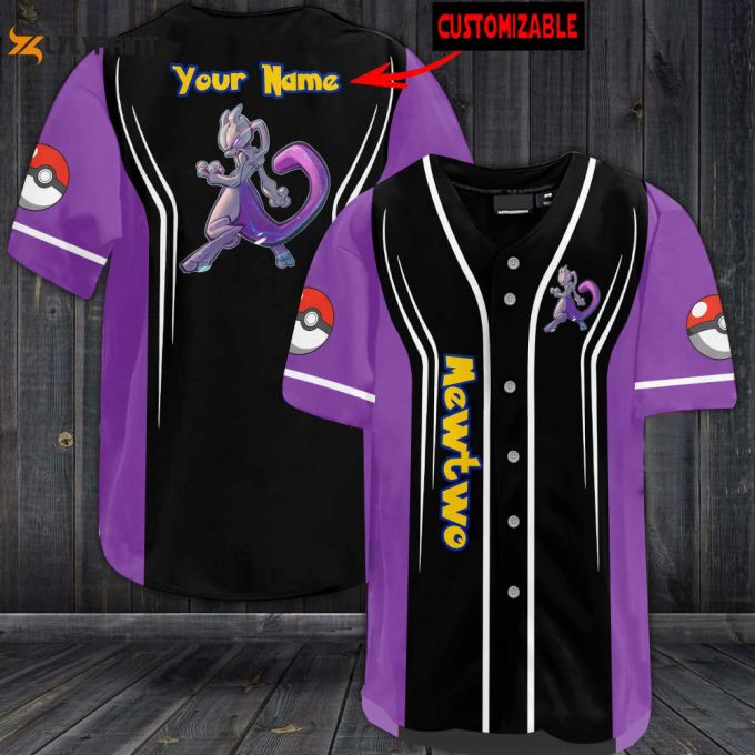 Personalized Mewtwo Baseball Jersey 1