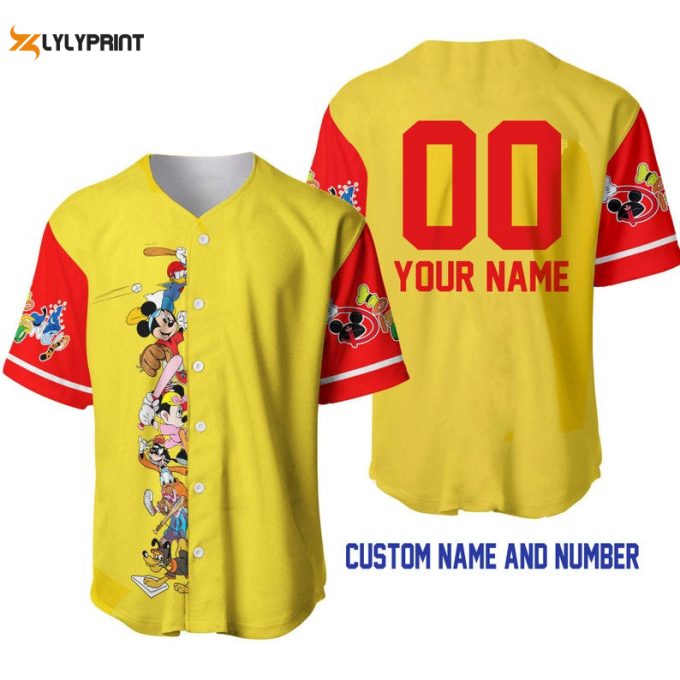 Personalized Mickey Minnie &Amp;Amp; Friends All Over Print Baseball Jersey 1