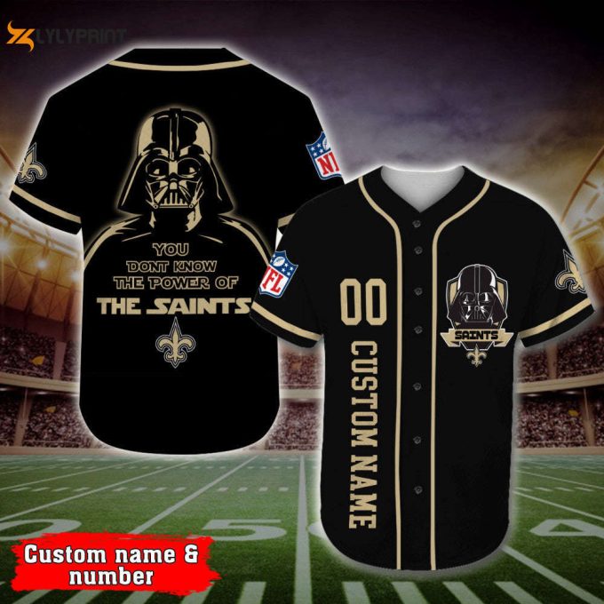 Personalized New Orleans Saints Darth Vader Star Wars All Over Print 3D Baseball Jersey 1