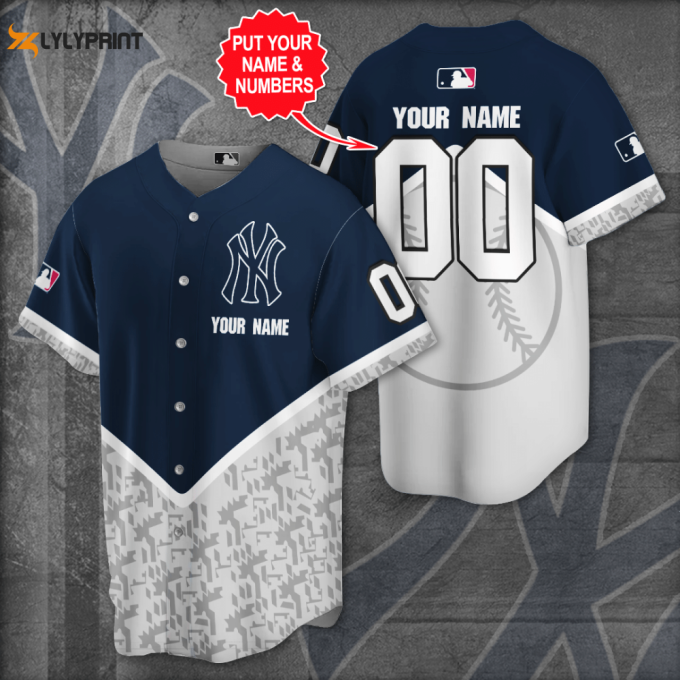 Personalized New York Yankees Baseball Team All Over Print 3D Baseball Jersey 1