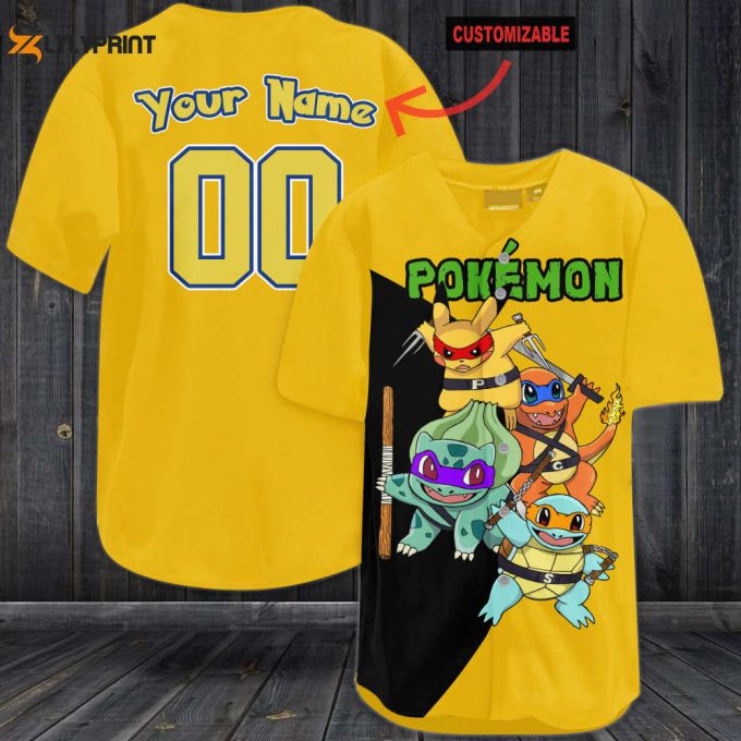 Personalized Ninja Pokemon Baseball Jersey 1