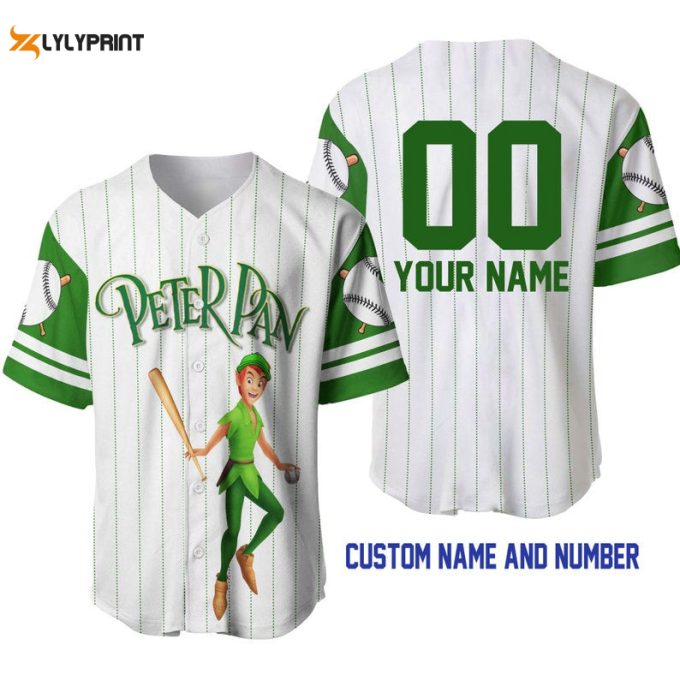 Personalized Peter Pan All Over Print Pinstripe Baseball Jersey - Gift For Men Women 1