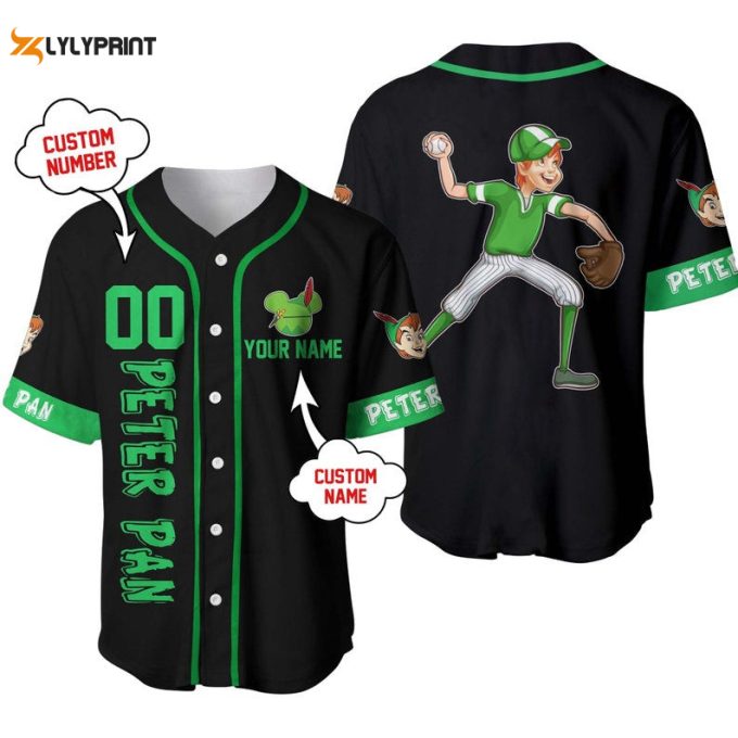 Personalized Peter Pan Playing Baseball All Over Print Baseball Jersey 1