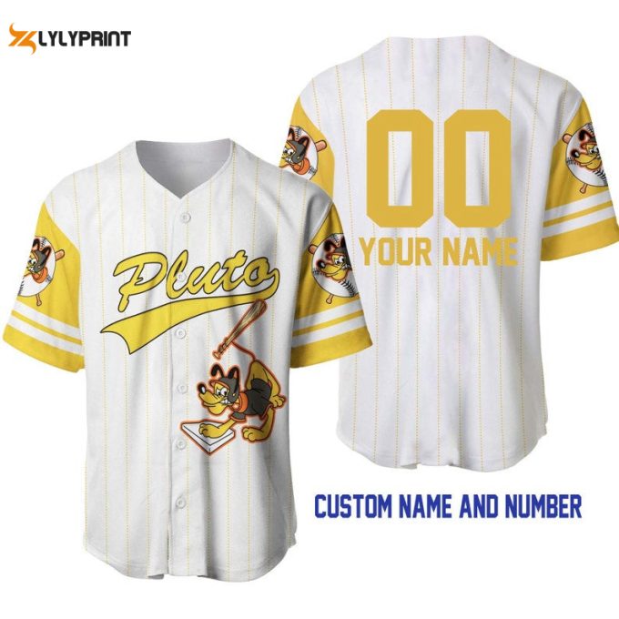 Personalized Pluto Dog All Over Print Pinstripe Baseball Jersey 1