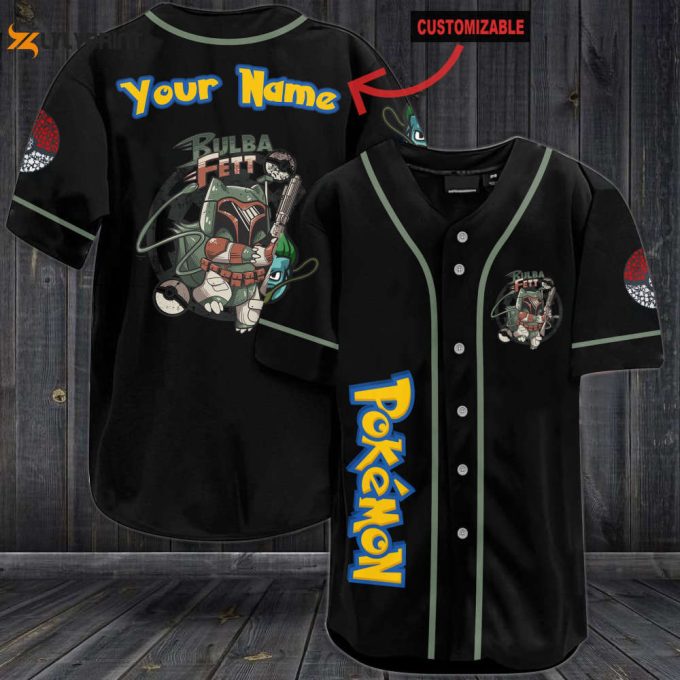 Personalized Pokemon Bulba Fett Baseball Jersey 1