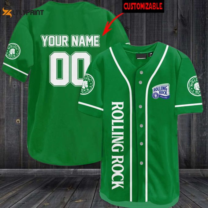 Personalized Rolling Rock All Over Print Unisex Baseball Jersey 1