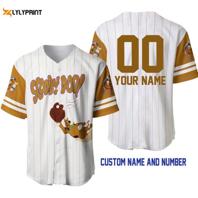 Personalized Scooby Doo Dog All Over Print Pinstripe Baseball Jersey 1