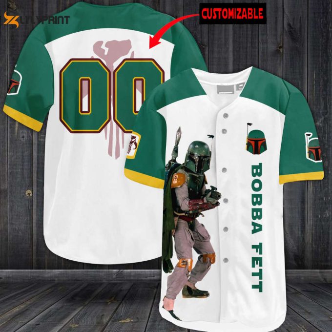 Personalized Star Wars Boba Fett All Over Print Unisex Baseball Jersey Green 1