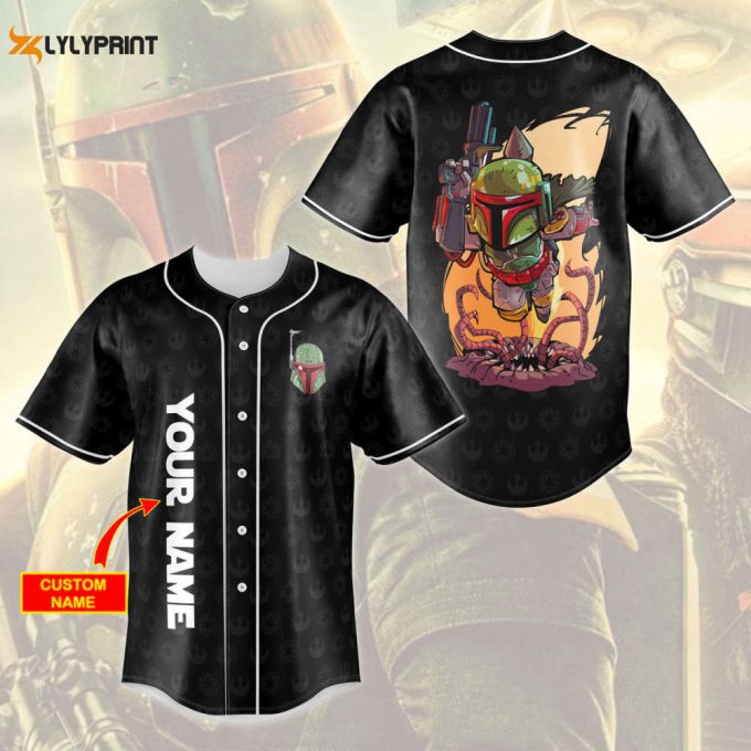 Personalized Star Wars Cute Boba Fett All Over Print Unisex Baseball Jersey 1