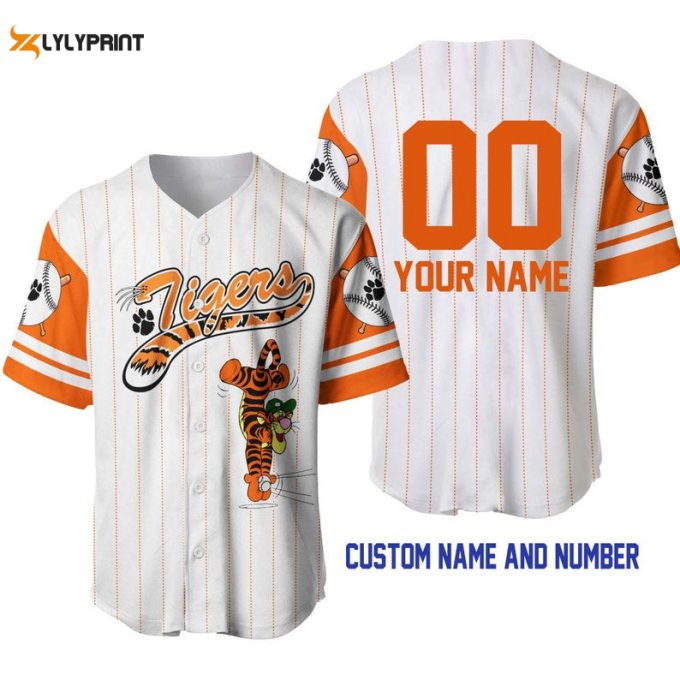 Personalized Tigger Tiger Winnie The Pooh All Over Print Pinstripe Baseball Jersey 1