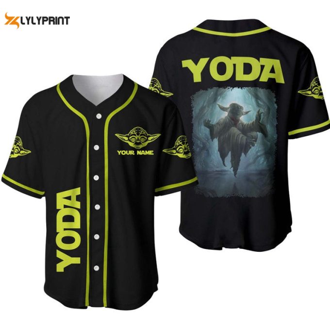 Personalized Yoda Star Wars Floating All Over Print Baseball Jersey 1