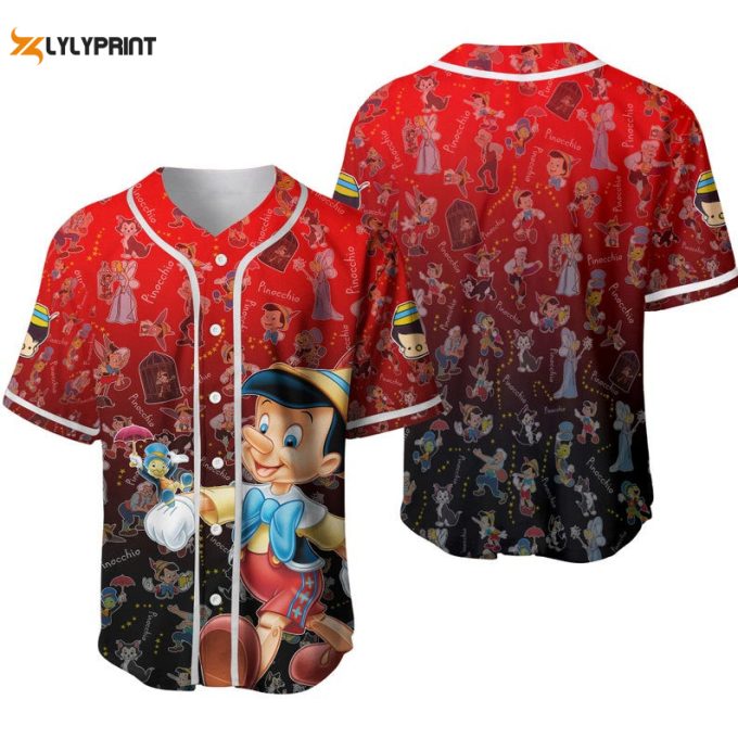 Pinocchio Jiminy Cricket Geppetto Monstro All Over Print Baseball Jersey 1