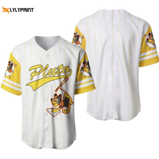 Pluto Dog All Over Print Pinstripe Baseball Jersey 1