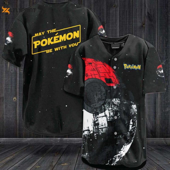 Poke Ball May The Pokemon Be With You All Over Print 3D Baseball Jersey 1