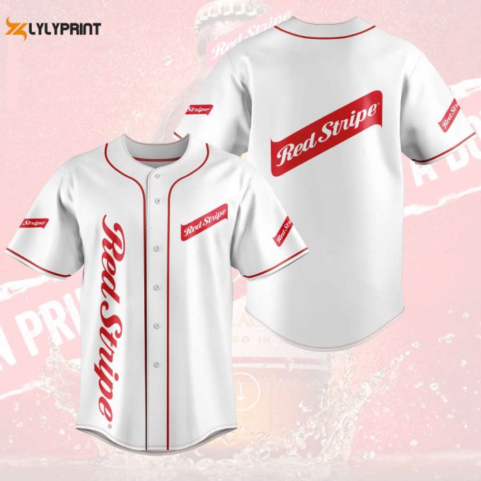 Red Stripe Beer Baseball Jersey 1