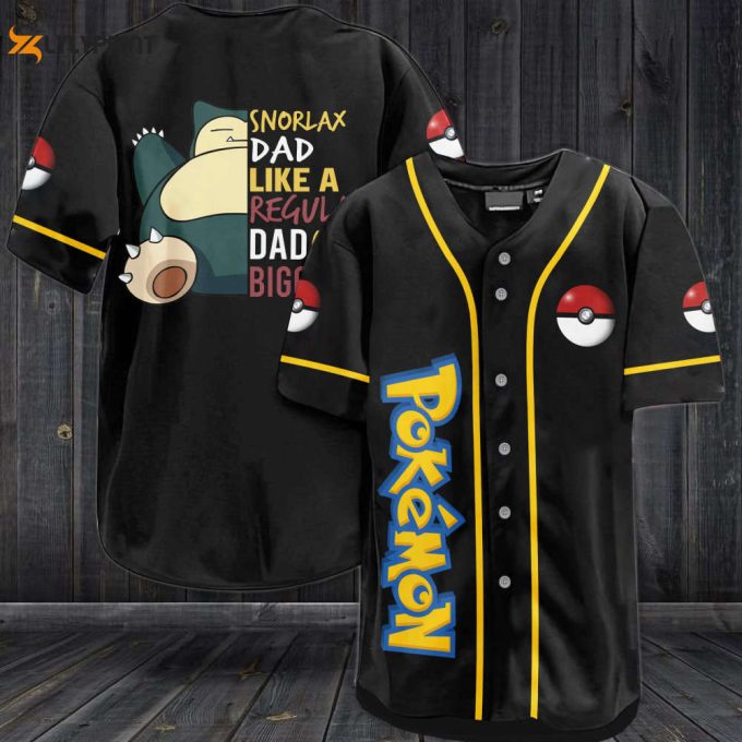 Snorlax Dad Like A Regular Dad Obigger Baseball Jersey 1