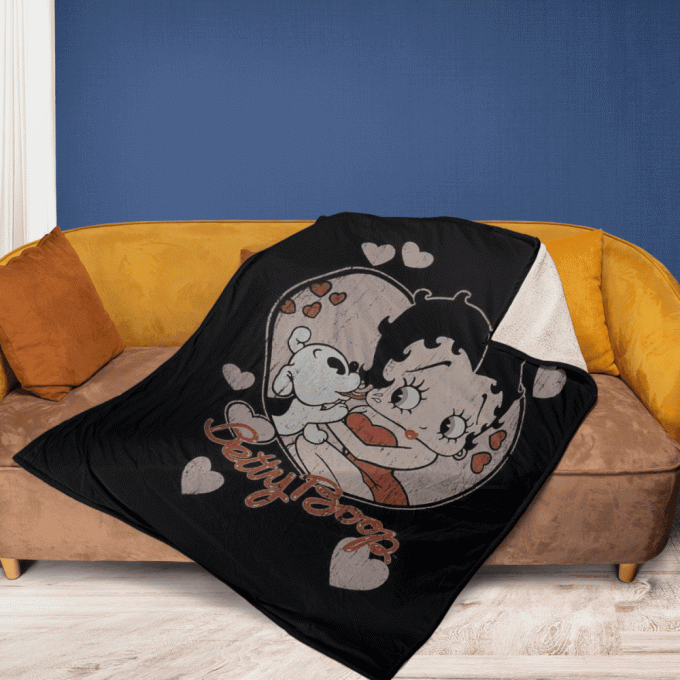 So Cute Betty Boop With Pet Christmass Lover Sherpa Fleece Quilt Blanket Bl1435, Gift For Fan Home Decor, Gift For Fan Home Decor 2