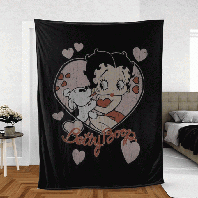 So Cute Betty Boop With Pet Christmass Lover Sherpa Fleece Quilt Blanket Bl1435, Gift For Fan Home Decor, Gift For Fan Home Decor 2