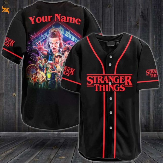 Stranger Things Characters All Over Print Unisex Baseball Jersey 1