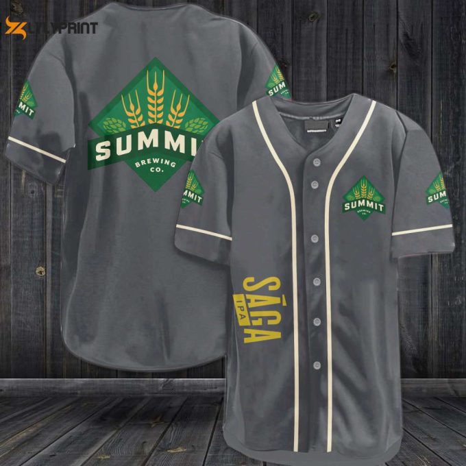 Summit Brewing Co. Saga Ipa Baseball Jersey - Gray 1