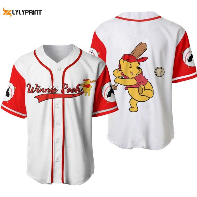 Winnie The Pooh Disney Cartoon Graphics All Over Print Unisex Baseball Jersey 1