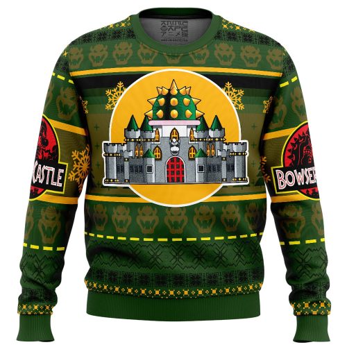 Get Festive with Bowser Castle Mario Bros Ugly Christmas Sweater – Perfect for Gamers & Nintendo Fans!