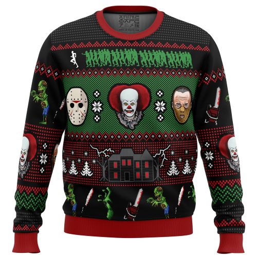 Spooktacular Classic Horror Ugly Christmas Sweater – Perfect for Festive Thrills!