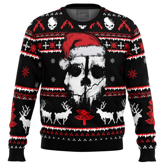 Get Festive With Ghost Call Of Duty Ugly Christmas Sweater – Perfect For Gamers &Amp; Holiday Enthusiasts!