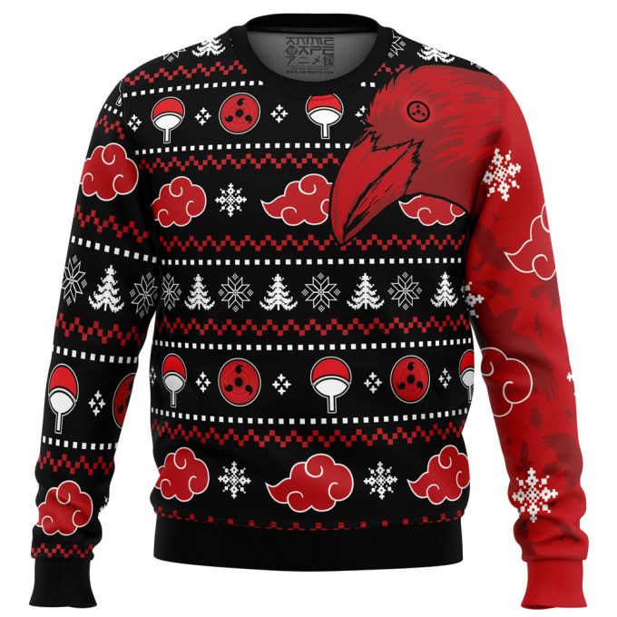 Get Festive With Itachi Crow Akatsuki Ugly Christmas Sweater – Perfect Holiday Gift For Anime Fans!