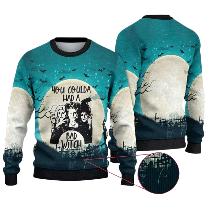 Get Spooky With Our 3D Ugly Witch Sweater - Perfect For Halloween 1