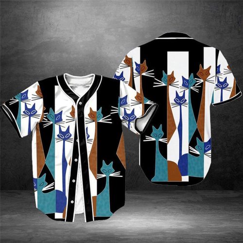 Abstract Cats Baseball Tee Jersey Shirt Printed 3d – Gift for Men Women