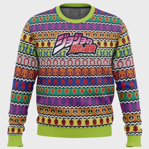 Jojo s Bizarre Adventure Christmas Sweater – All Symbols Pattern for Festive Style