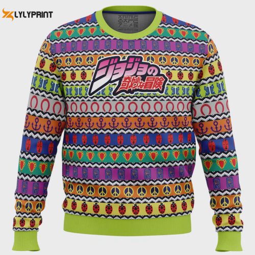 Jojo s Bizarre Adventure Christmas Sweater – All Symbols Pattern for Festive Style