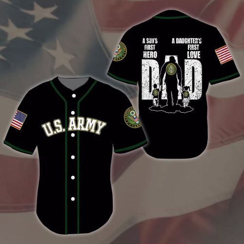 Army Dad And Son Daughter Baseball Tee Jersey Shirt – Gift for Men Women