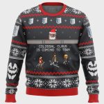 Get Festive with Attack on Titan Colossal Claus Ugly Christmas Sweater – Limited Edition Fun for Anime Fans