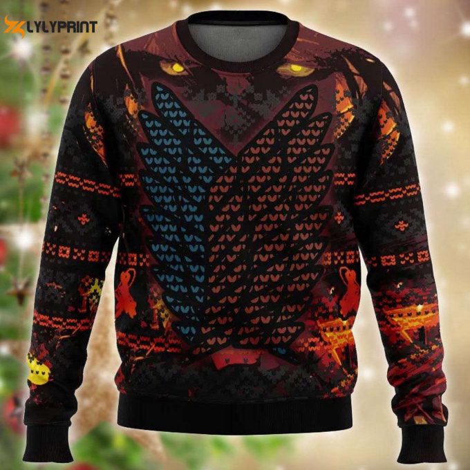 Get Cozy With The Attack On Titan Ugly Sweater 3D Sweatshirt - Limited Edition! 1