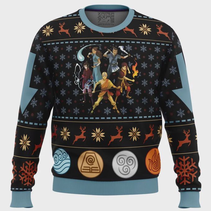 Get Festive With The Avatar The Last Airbender Ugly Christmas Sweater – Perfect Gift For Fans!