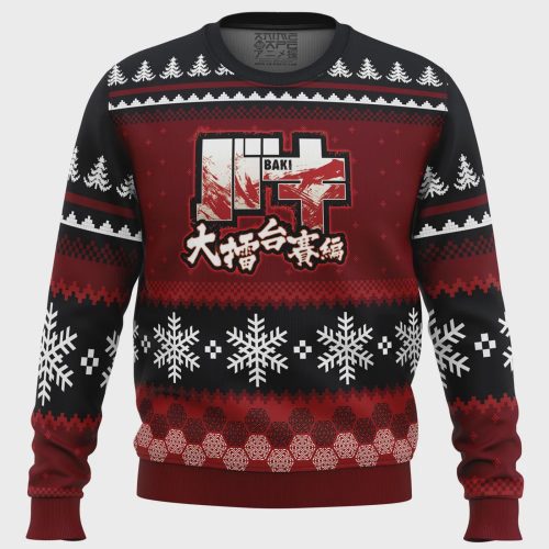 Get Festive with Axe Kick Baki Ugly Christmas Sweater – Perfect Holiday Attire for Baki Fans!