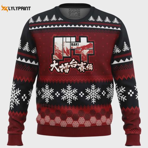 Get Festive with Axe Kick Baki Ugly Christmas Sweater – Perfect Holiday Attire for Baki Fans!