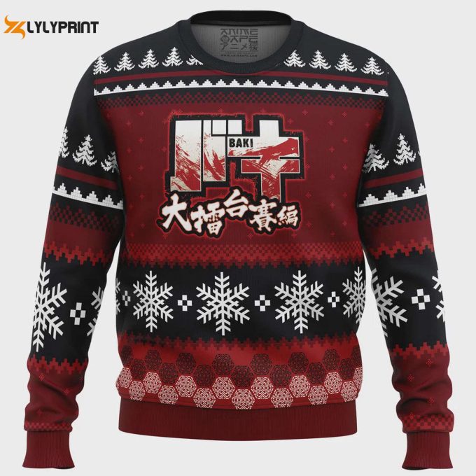 Get Festive With Axe Kick Baki Ugly Christmas Sweater – Perfect Holiday Attire For Baki Fans!