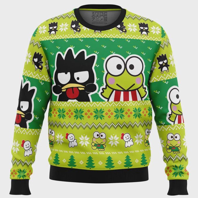 Get Festive With Badtz Maru And Keroppi: Sanrio Ugly Christmas Sweater For A Fun And Quirky Holiday Look! 2