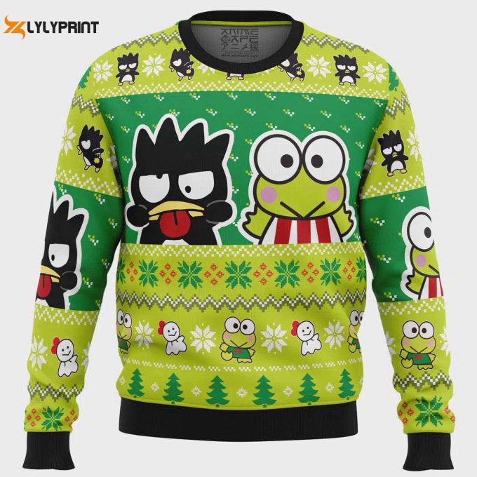 Get Festive With Badtz Maru And Keroppi: Sanrio Ugly Christmas Sweater For A Fun And Quirky Holiday Look! 1