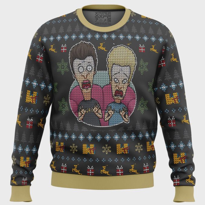 Get Festive With Beavis And Butthead Ugly Christmas Sweater – Surprise Reactions Guaranteed!