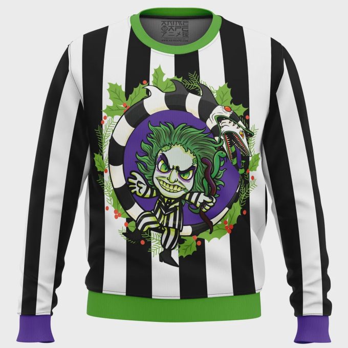 Beetle Juice Ugly Christmas Sweater: Spooky Festive Style For A Memorable Holiday Shop Now!