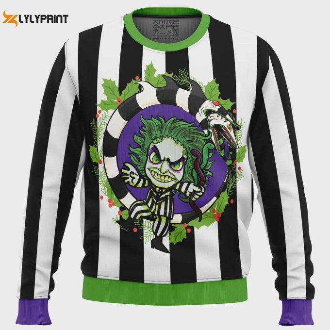 Beetle Juice Ugly Christmas Sweater: Spooky Festive Style For A Memorable Holiday Shop Now!