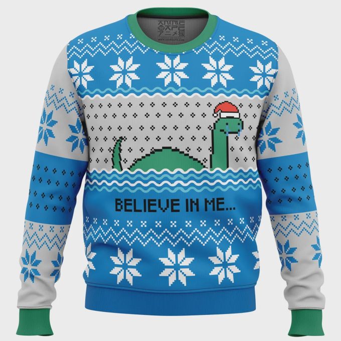 Unleash Holiday Cheer With Nessie Ugly Christmas Sweater – Believe In Me For Festive Fun!