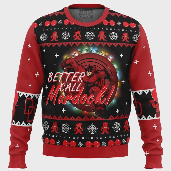 Daredevil Ugly Christmas Sweater – Better Call Murdock! Perfect For Marvel Fans!