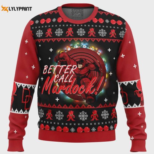 Daredevil Ugly Christmas Sweater – Better Call Murdock! Perfect for Marvel Fans!