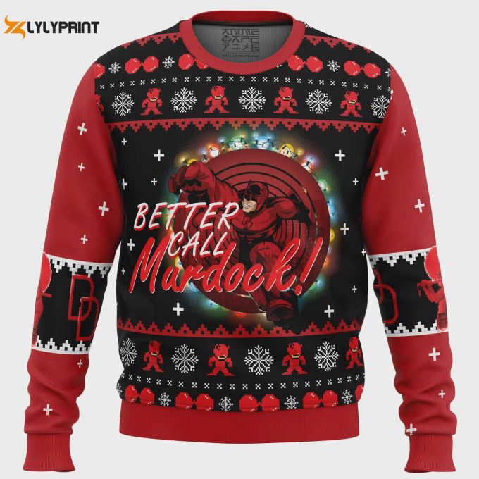 Daredevil Ugly Christmas Sweater – Better Call Murdock! Perfect For Marvel Fans!