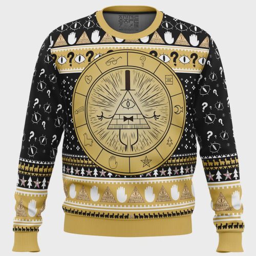 Get Festive with Bill Cipher Gravity Falls Ugly Christmas Sweater – Perfect for Fans of the Show!